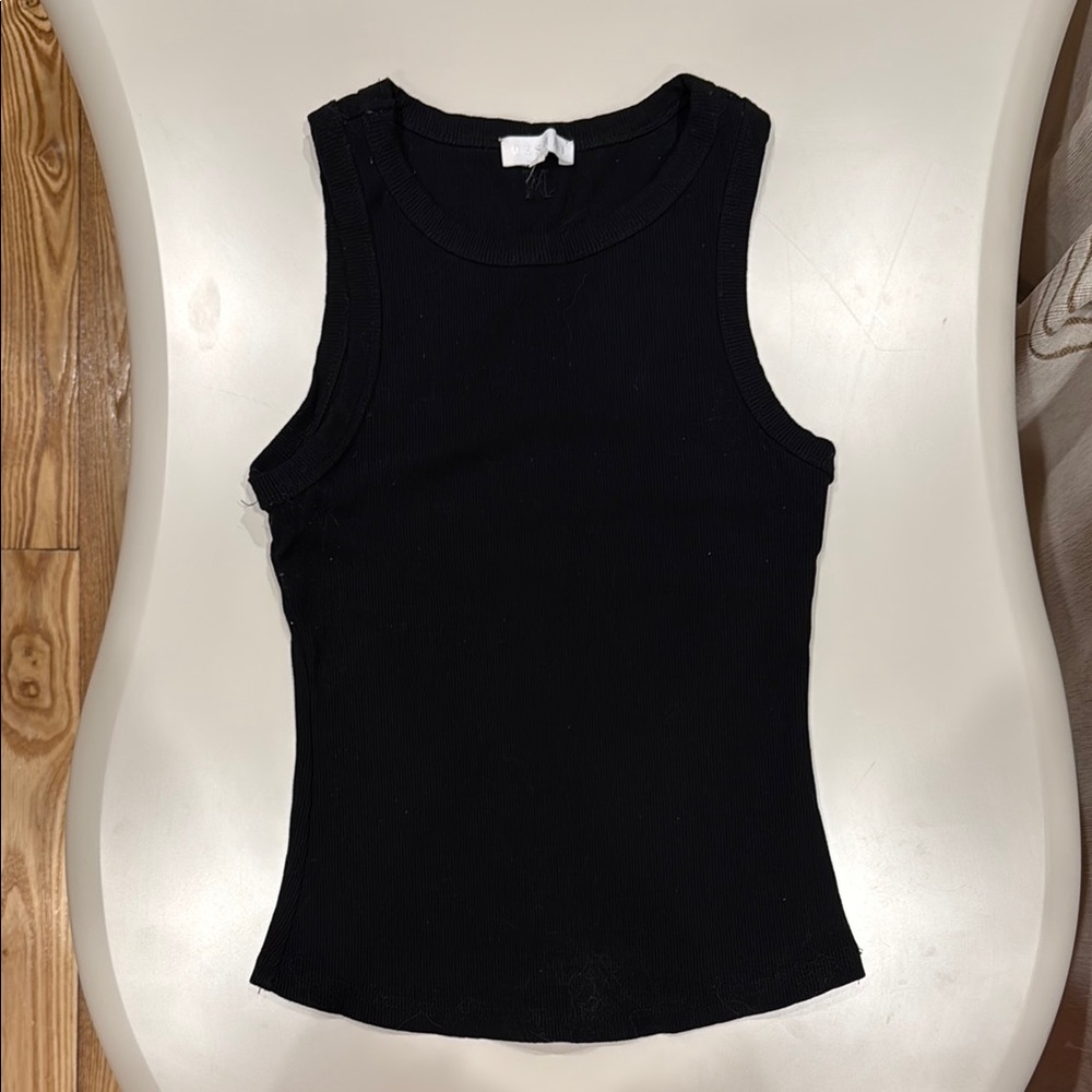 Meshki Black Ribbed Tank Top